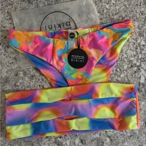 moana bikini Rainbow Neon Multicolor Bikini Set